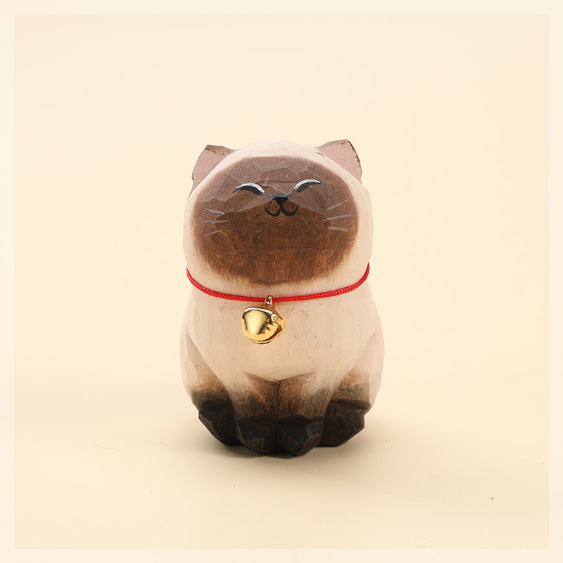 Gohobi Handcrafted Large Wooden Siamese Cat Ornament