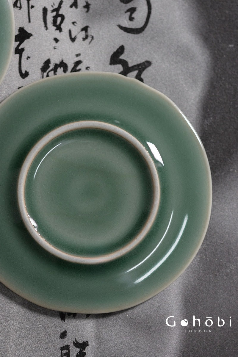 Gohobi Handmade Lotus Leaf Coaster – Ceramic Teacup Holder for Gongfu Tea