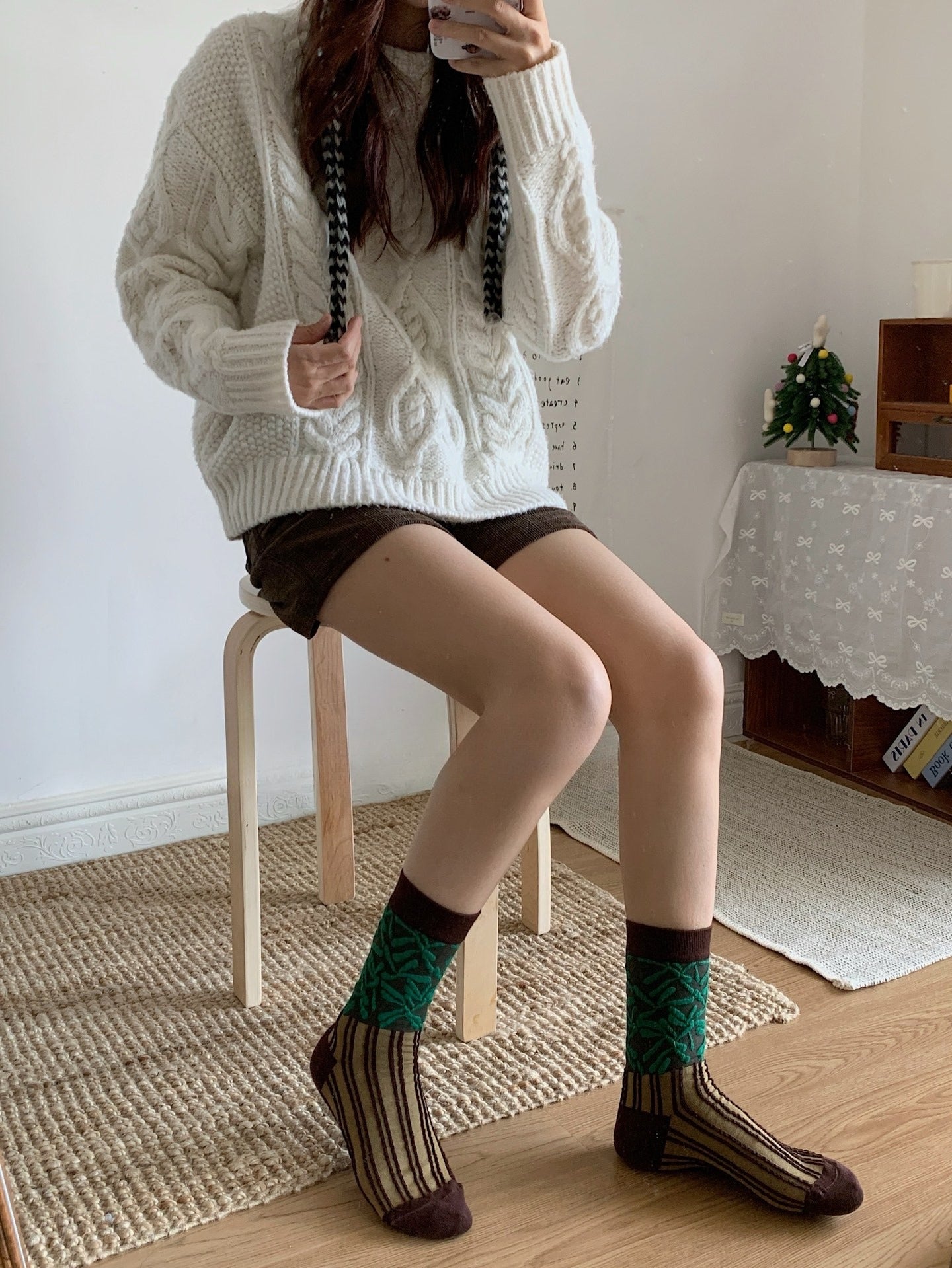 Gohobi Japanese 3D Floral Mid-Calf Socks