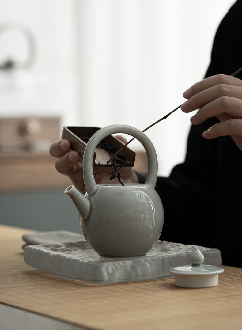 Théière japonaise Gohobi gris glacé et vert 004