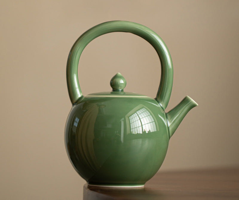 Théière japonaise Gohobi gris glacé et vert 004