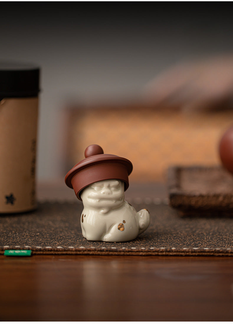 Gohobi Mini Ceramic Lion Tea Pet