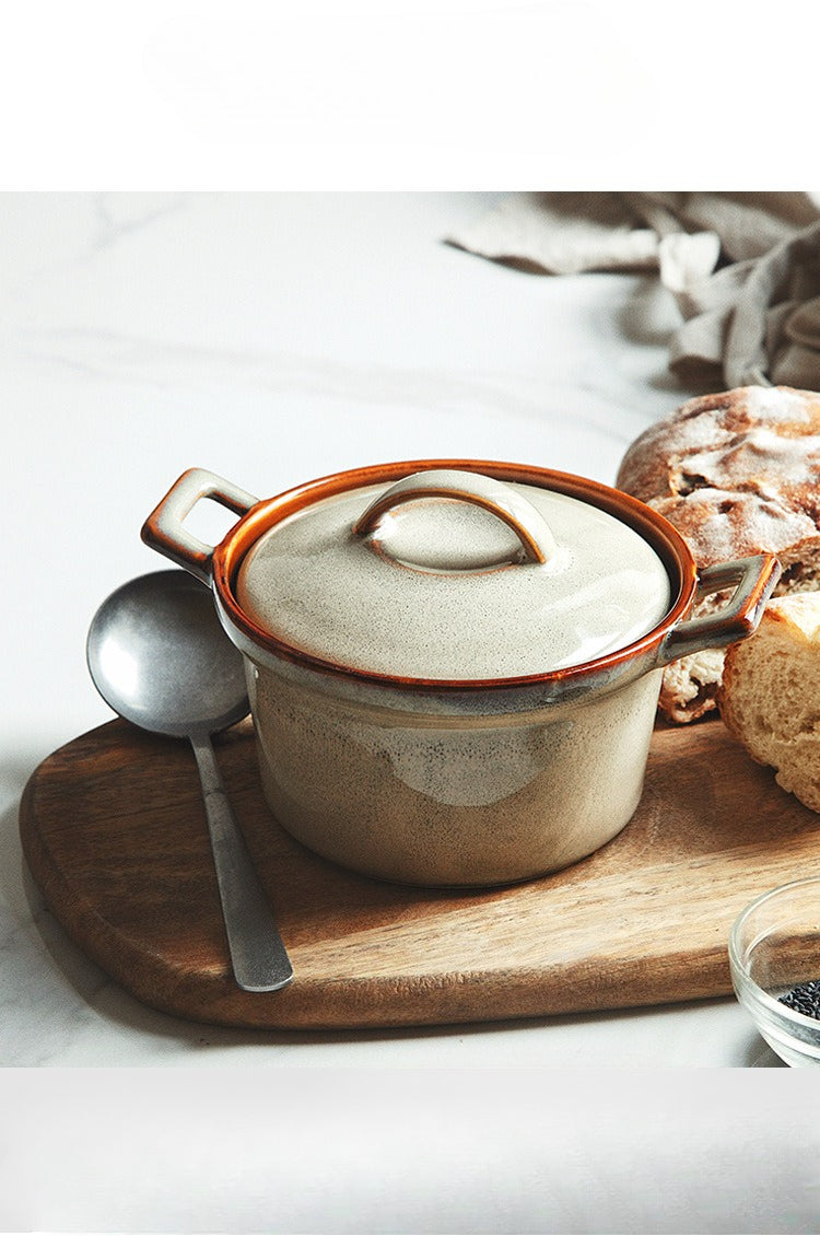 Gohobi Glaze Double-Handled Stew Pot