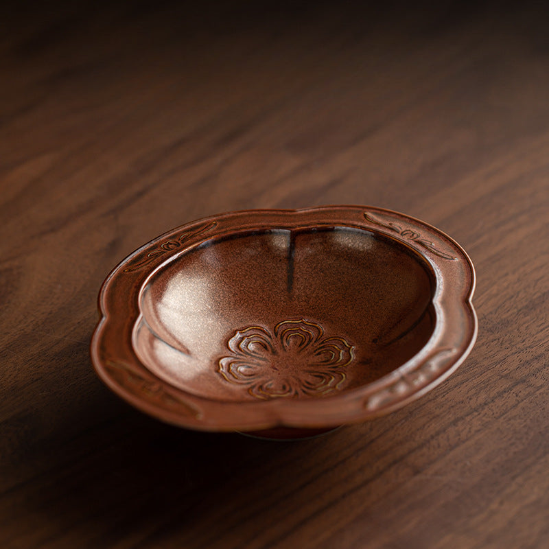 Gohobi Traditional Japanese Glazed Fruit Nuts Small Plate - Begonia Lotus 008
