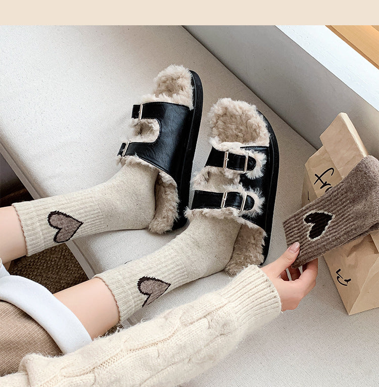 Chaussettes en laine Gohobi en forme de cœur