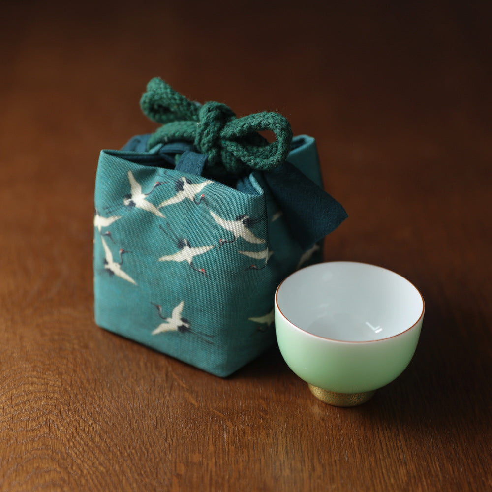 Gohobi Birds Mountains Rivers Teaware Storage Travel Bag Shifuku