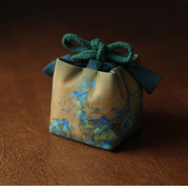 Gohobi Birds Mountains Rivers Teaware Storage Travel Bag Shifuku