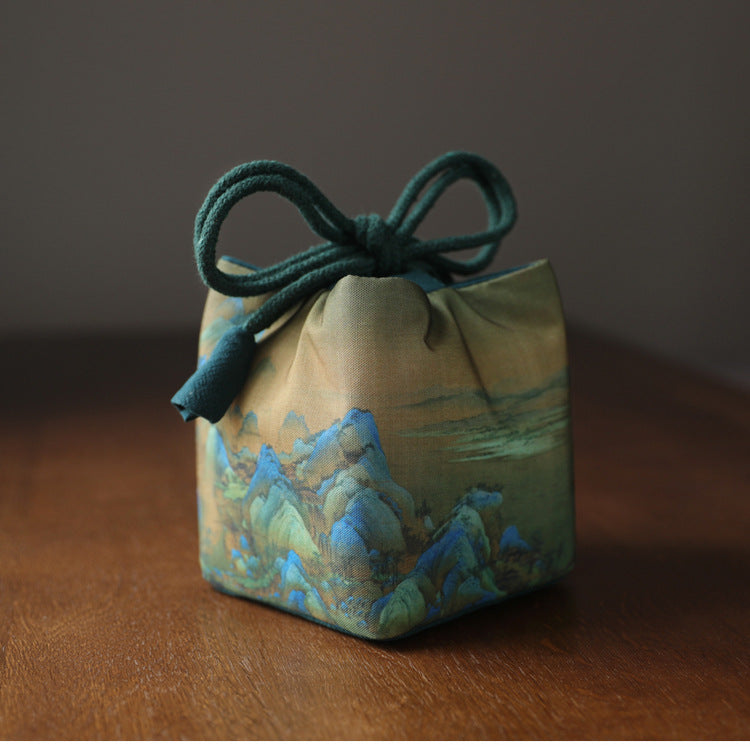 Gohobi Birds Mountains Rivers Teaware Storage Travel Bag Shifuku