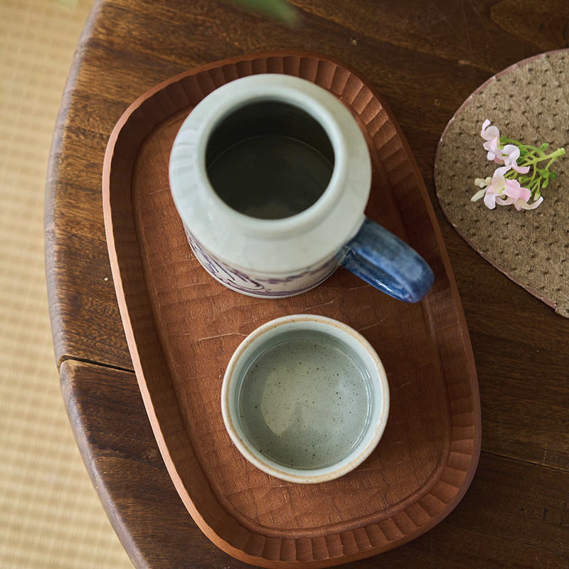 Tasse à café Gohobi peinte à la main en forme de chat Osmanthus bleu et blanc avec couvercle