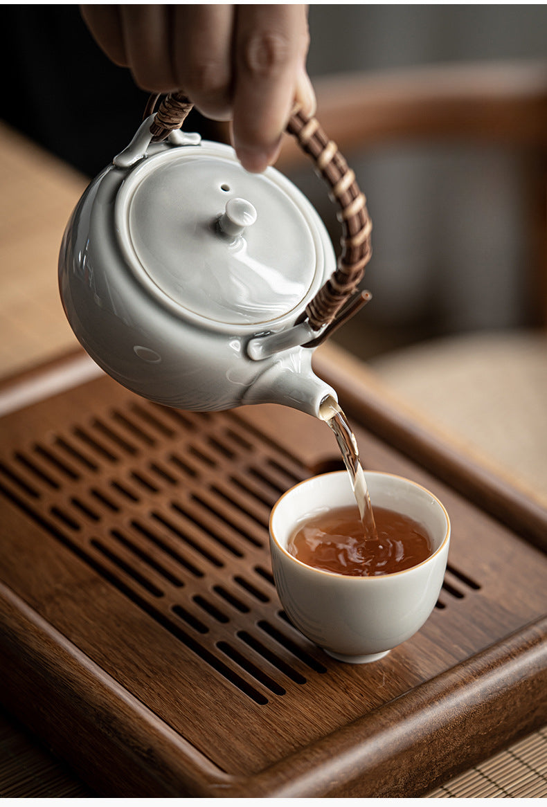 Théière japonaise Gohobi gris glacé et vert 006