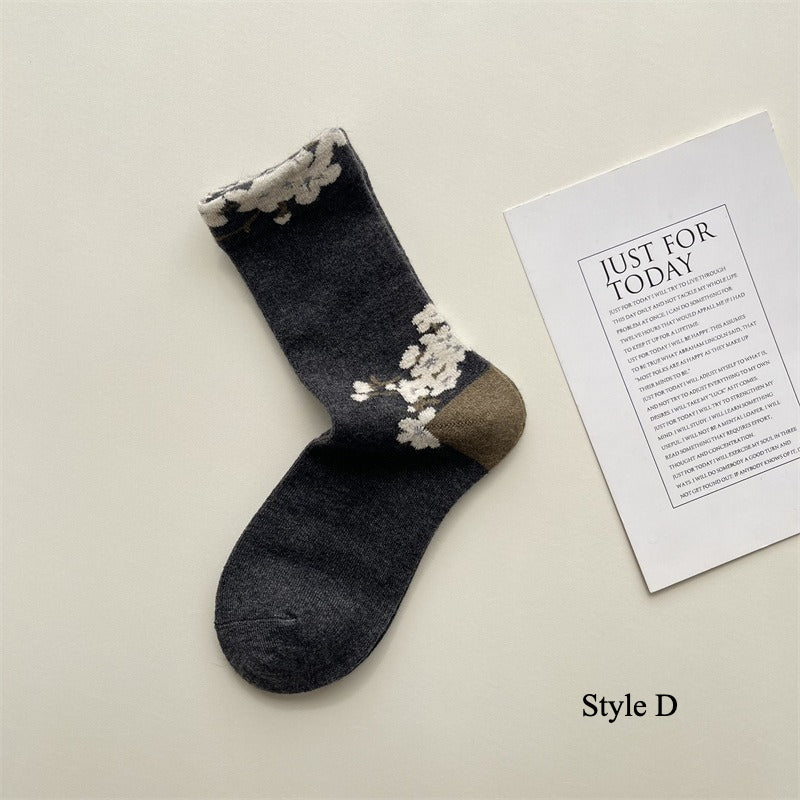Gohobi Vintage Floral Mid-Calf Women Socks