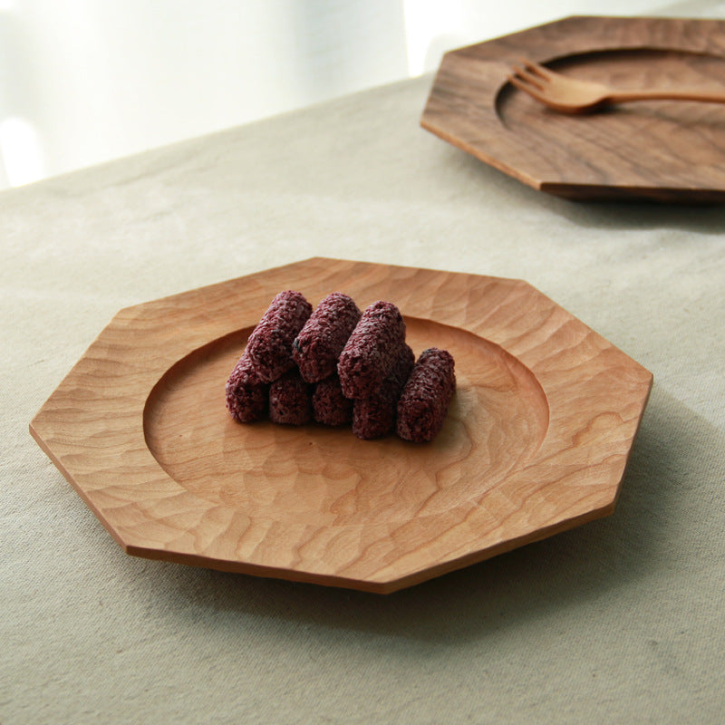 Gohobi Handcrafted Cherry Wood Octagonal Serving Tray