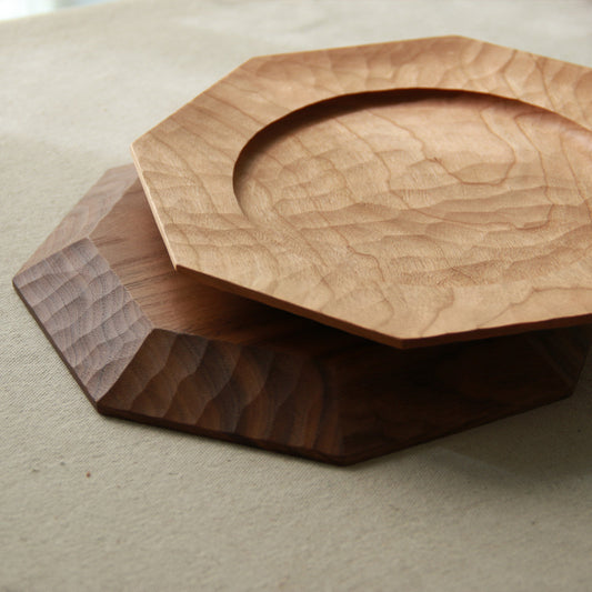 Gohobi Handcrafted Cherry Wood Octagonal Serving Tray