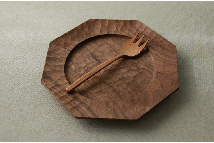 Gohobi Handcrafted Cherry Wood Octagonal Serving Tray