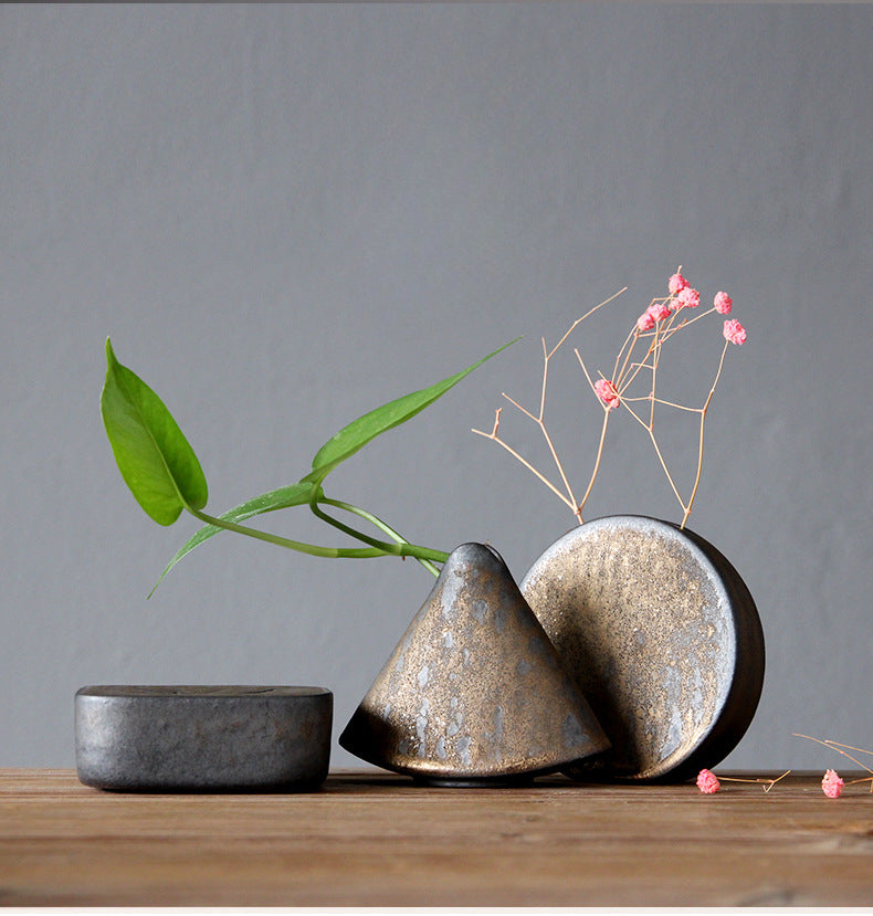 Ensemble de vases de table noirs dorés de style japonais Gohobi