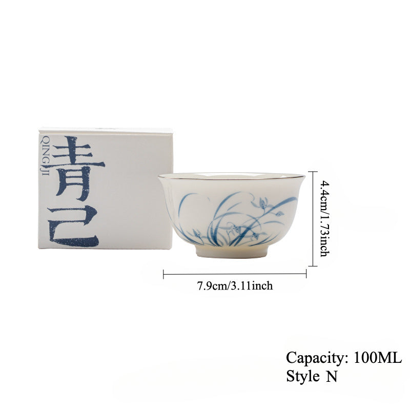 Gohobi Hand-Painted Blue-and-White Thin-Walled Teacup