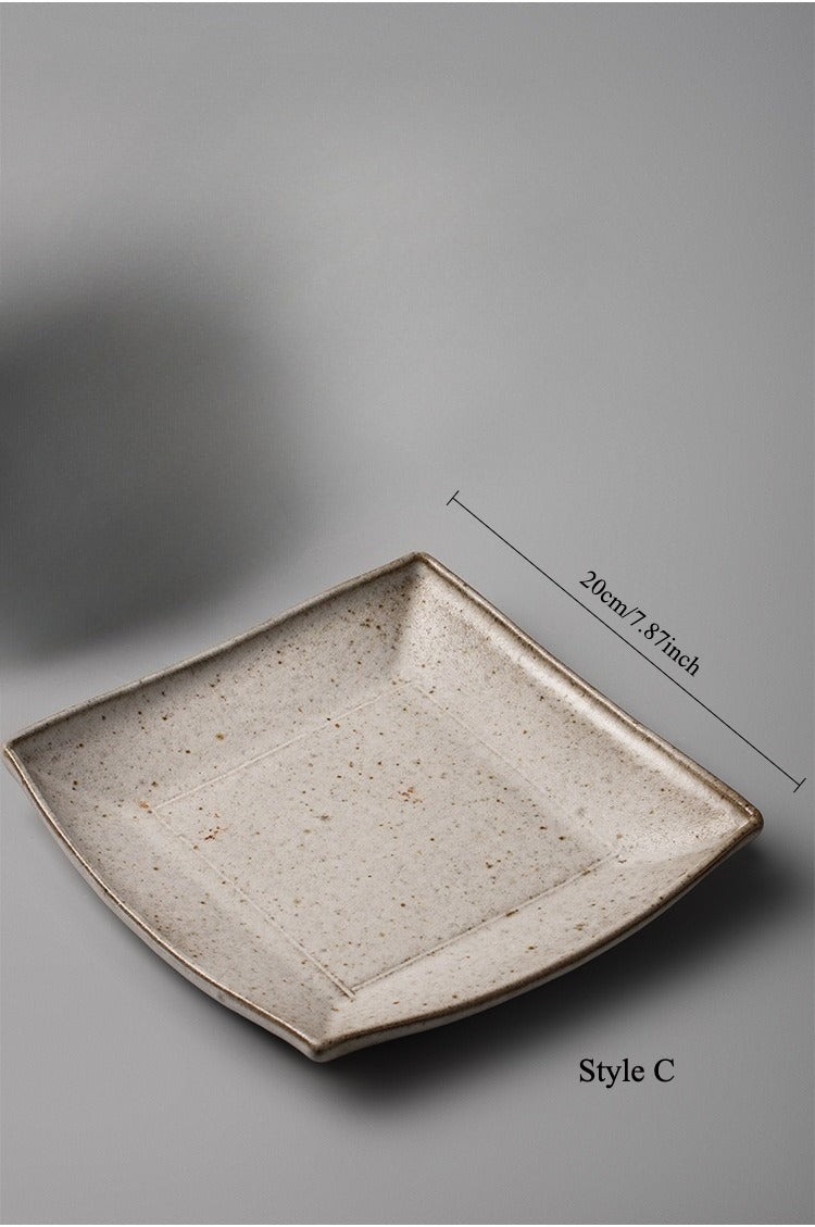 Gohobi Japanese Vintage Coarse Pottery Deep Plate