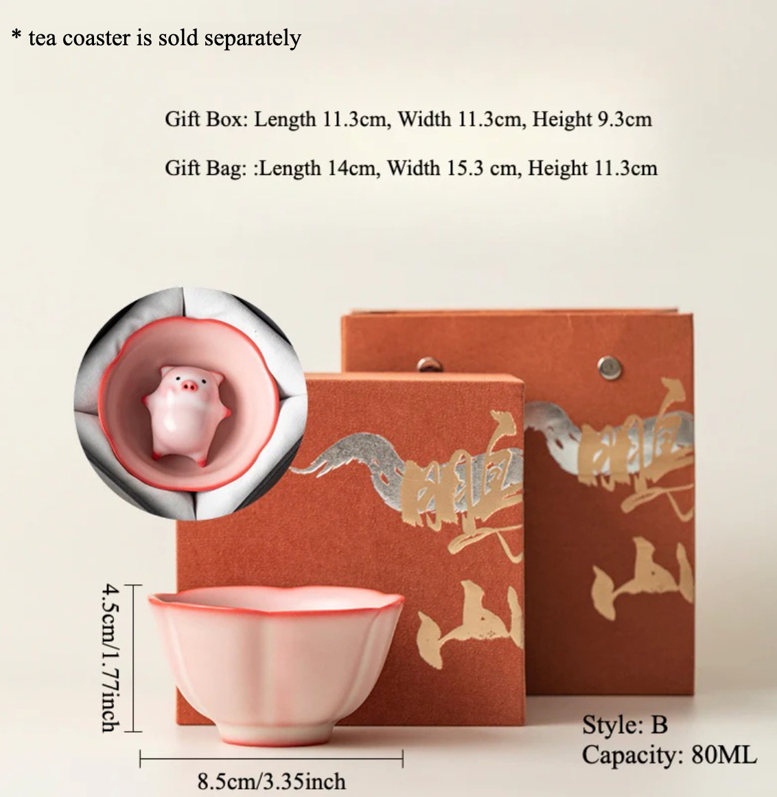 Gohobi Lying Pig Teacup (Tea coaster is sold separately)