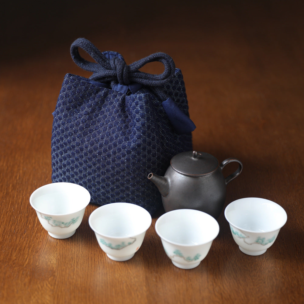 Gohobi Denim Large Teaware Storage Travel Bag Shifuku