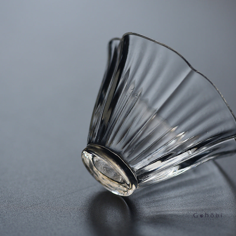 Gohobi Handcrafted Flower Glass Bowl with Spoon – Perfect for Matcha Ceremony, Lattes & Desserts