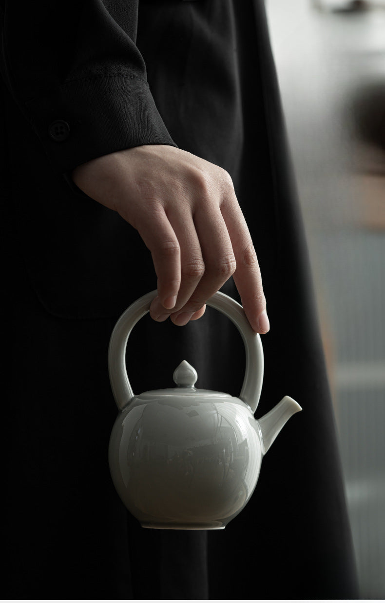 Théière japonaise Gohobi gris glacé et vert 004
