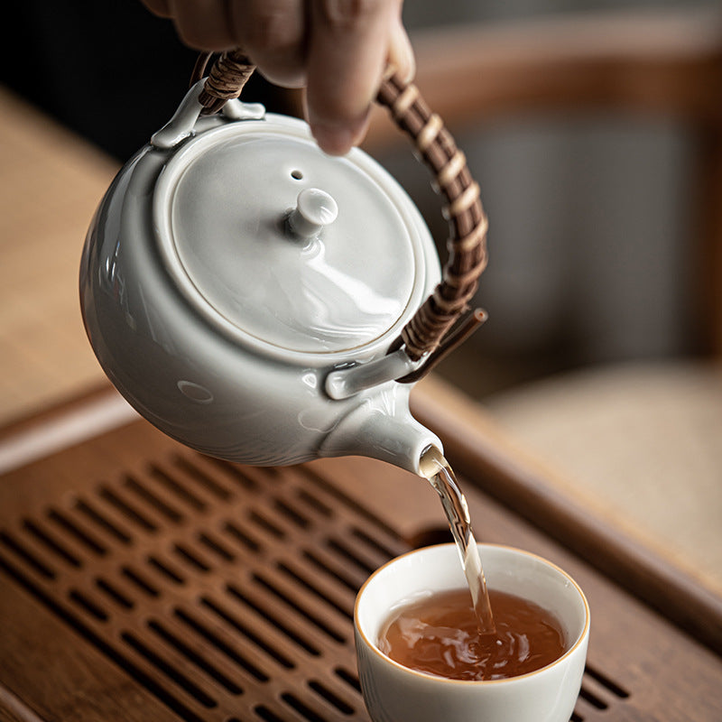 Théière japonaise Gohobi gris glacé et vert 006