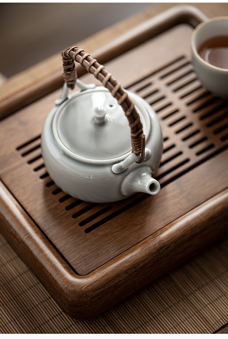 Théière japonaise Gohobi gris glacé et vert 006