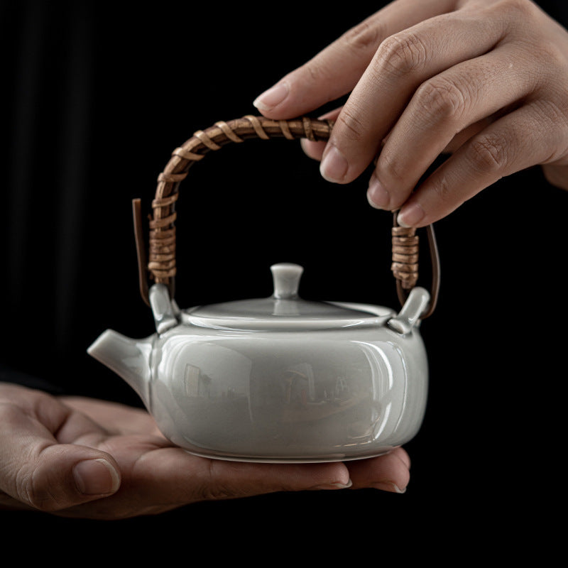 Théière japonaise Gohobi gris glacé et vert 006