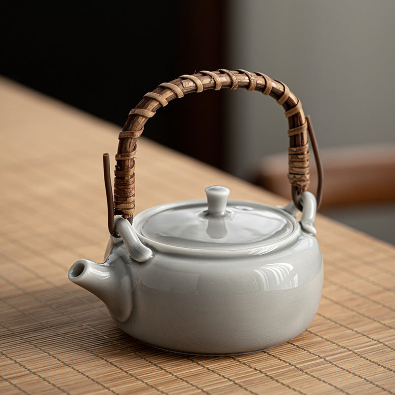 Théière japonaise Gohobi gris glacé et vert 006