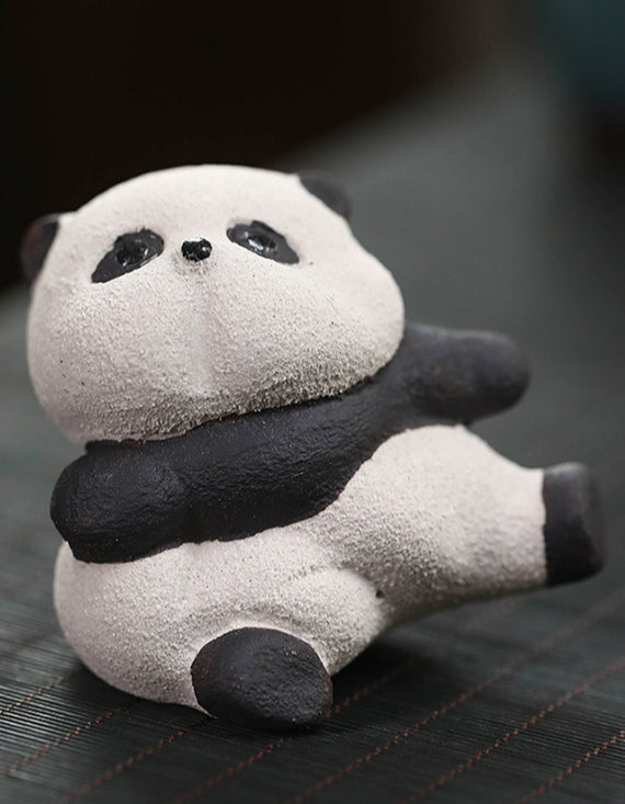 Gohobi fait à la main en céramique YiXing argile Gongfu Panda ornement thé animal de compagnie