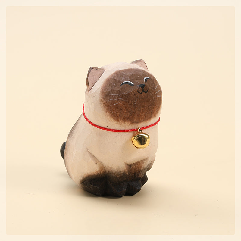 Gohobi Handcrafted Large Wooden Siamese Cat Ornament