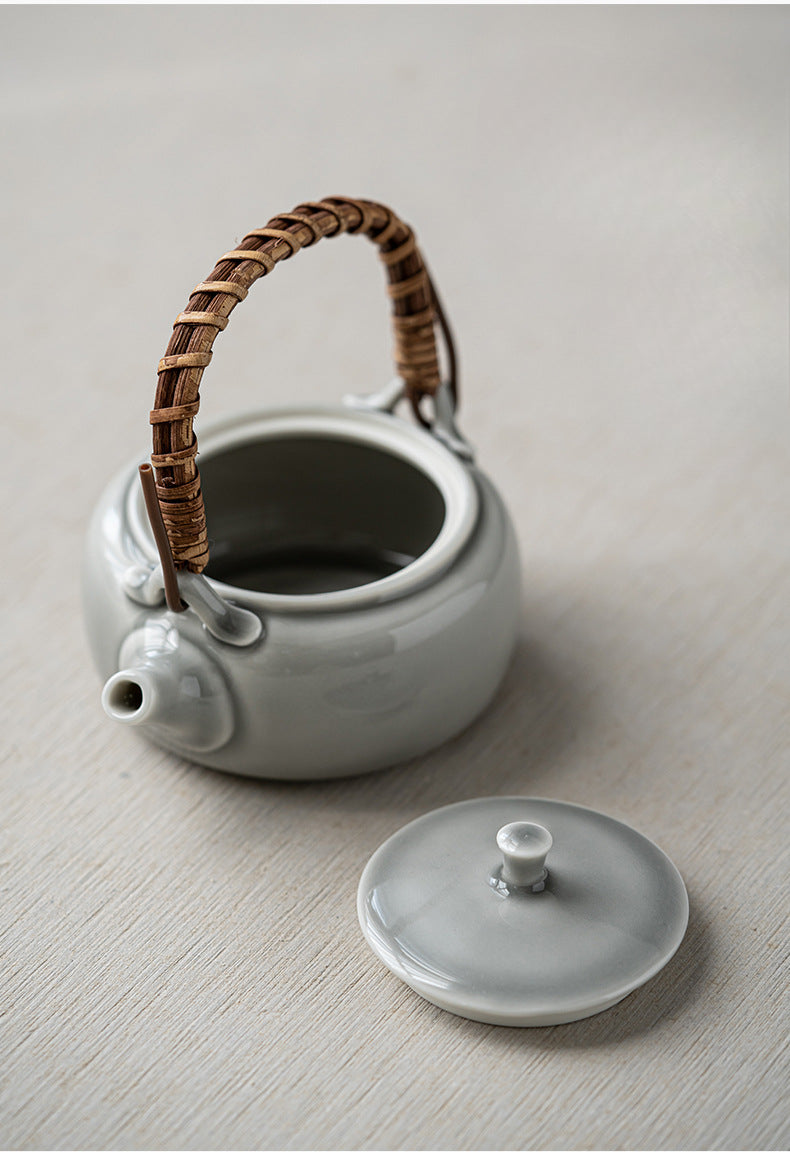 Théière japonaise Gohobi gris glacé et vert 006
