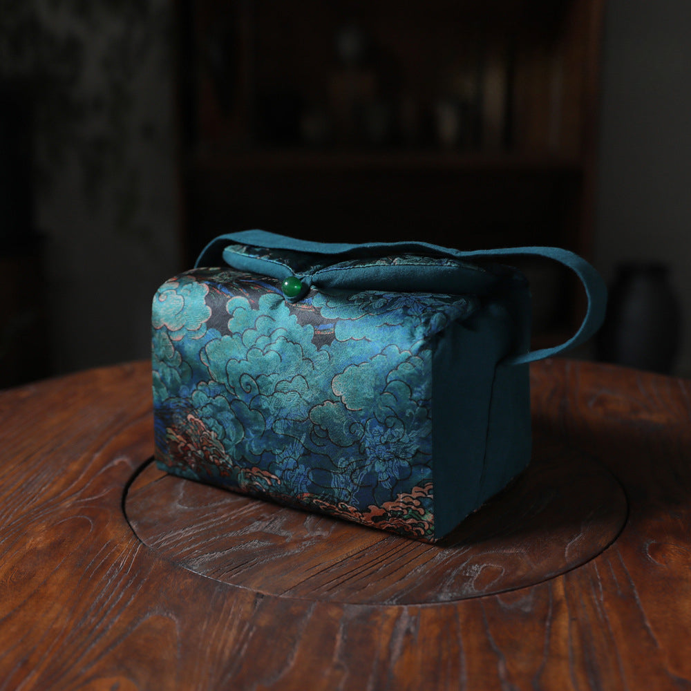 Grand sac de voyage pour le rangement des théières à motif de nuages de Gohobi