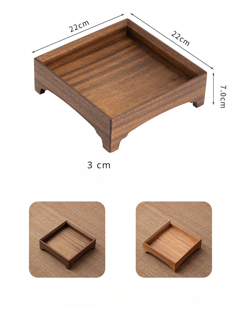 Plateau de service carré en bois de teck et noyer Gohobi Plateau à théière