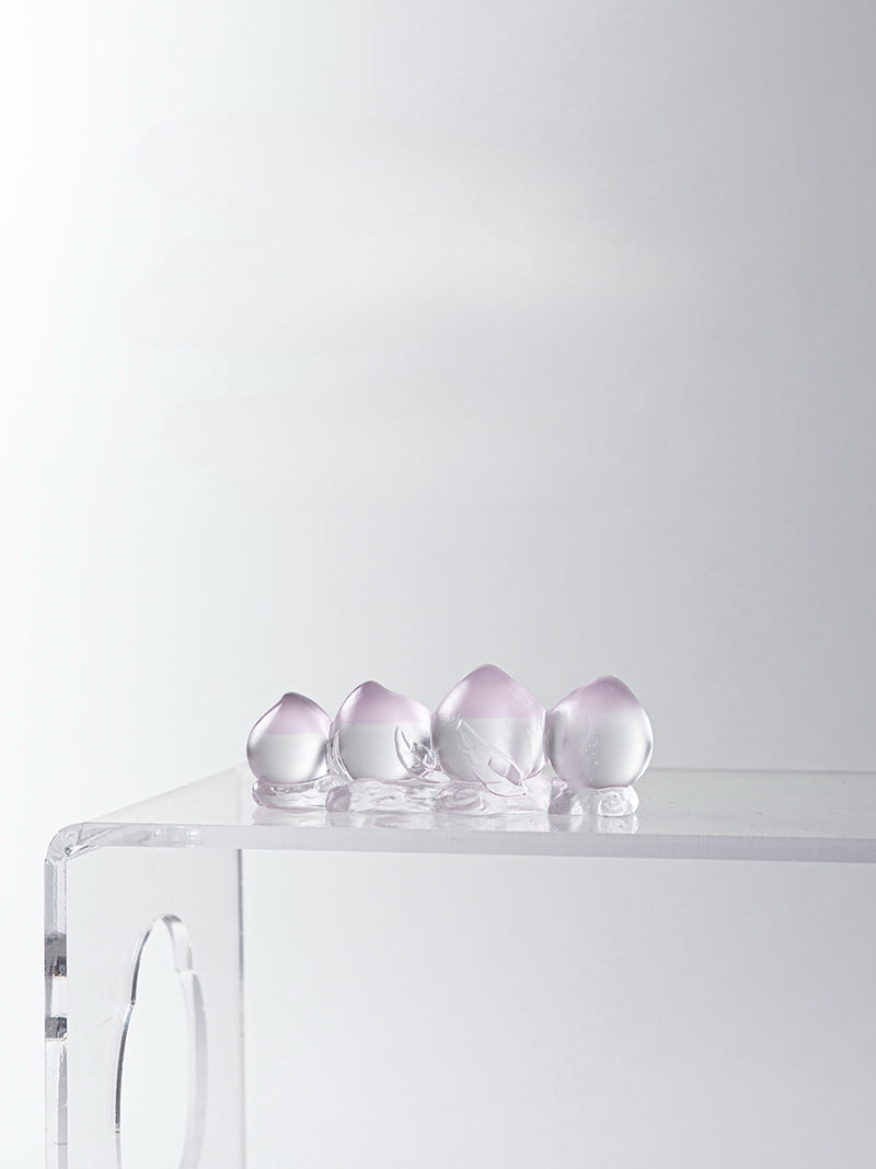 Porte-stylo en verre coloré en forme de pêche en pate de verre Gohobi