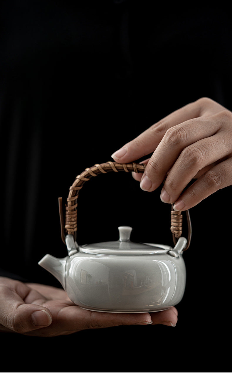 Théière japonaise Gohobi gris glacé et vert 006
