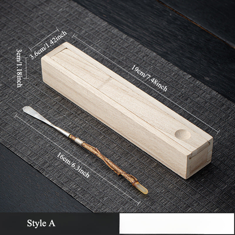 Gohobi Handcrafted Silver Bamboo Tea Scoop