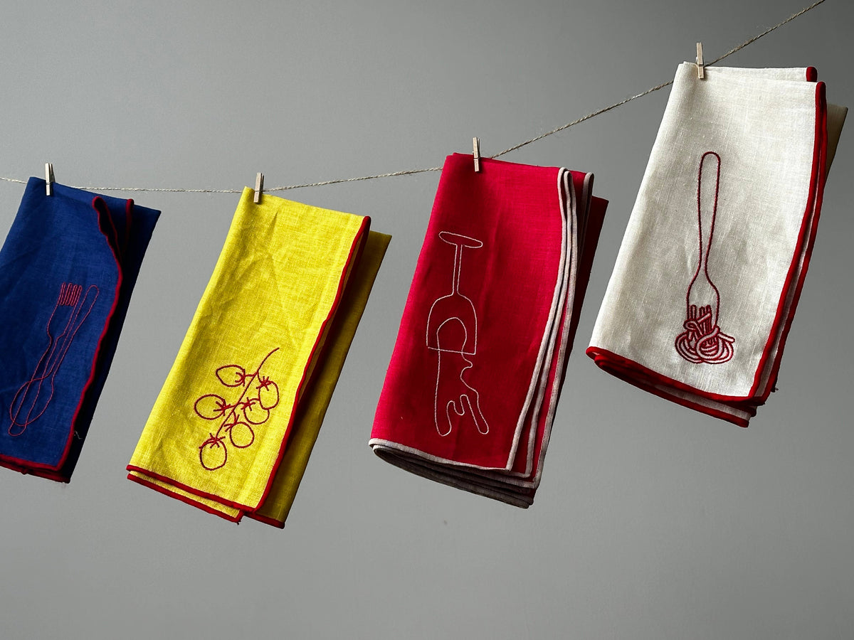 MÆGEN Linen Blend Napkins - Spaghetti (Set of 2)