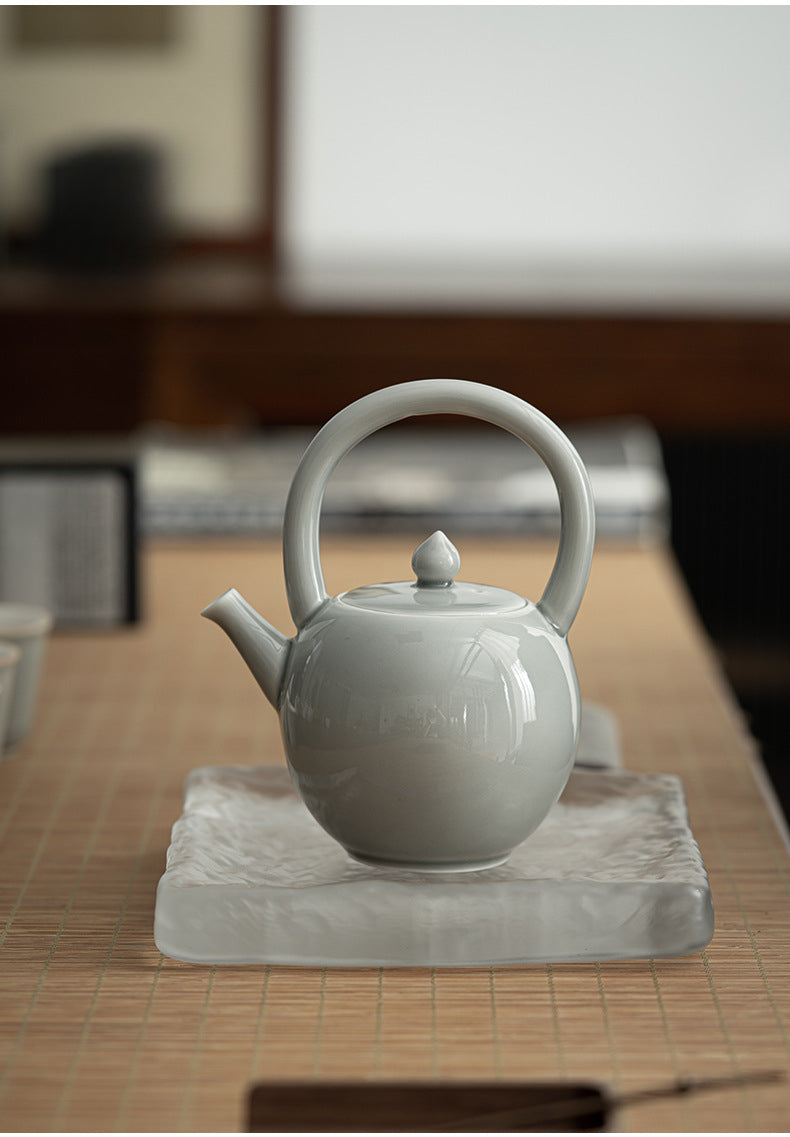Théière japonaise Gohobi gris glacé et vert 004