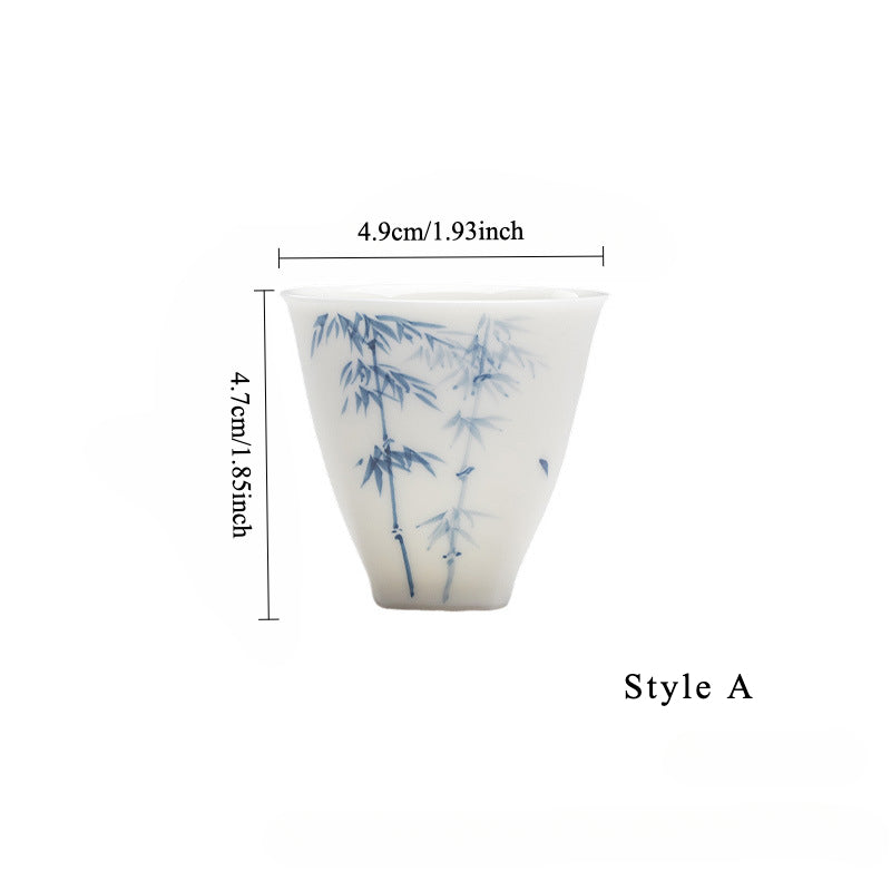 Gohobi Celadon Blue and White Bamboo Teacup