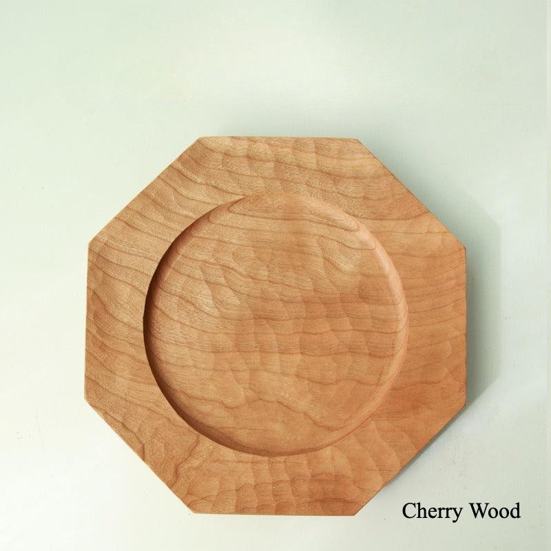 Gohobi Handcrafted Cherry Wood Octagonal Serving Tray
