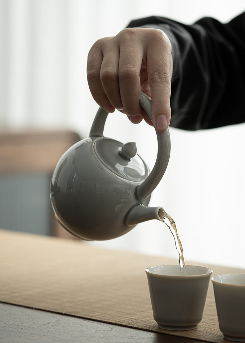 Théière japonaise Gohobi gris glacé et vert 004