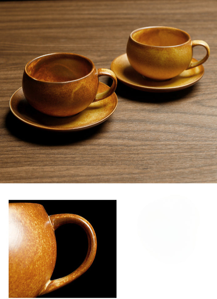 Gohobi Tasse à café japonaise faite à la main avec soucoupe 007