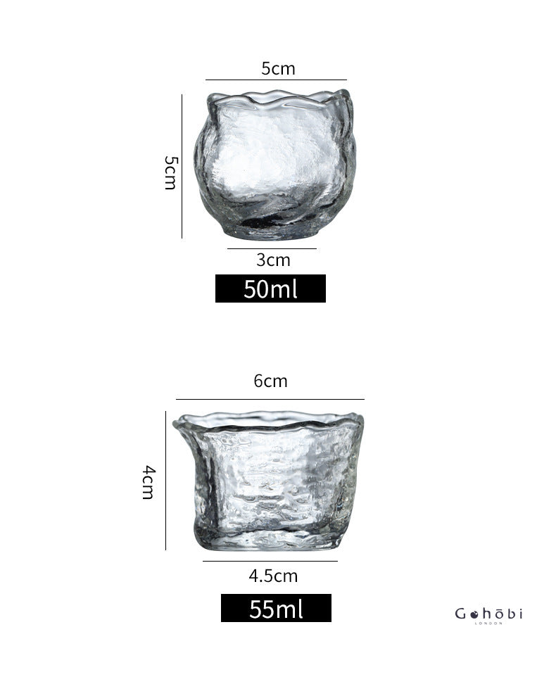 Gohobi Handmade Wabi Sabi Round and Square Glass Tea Cup