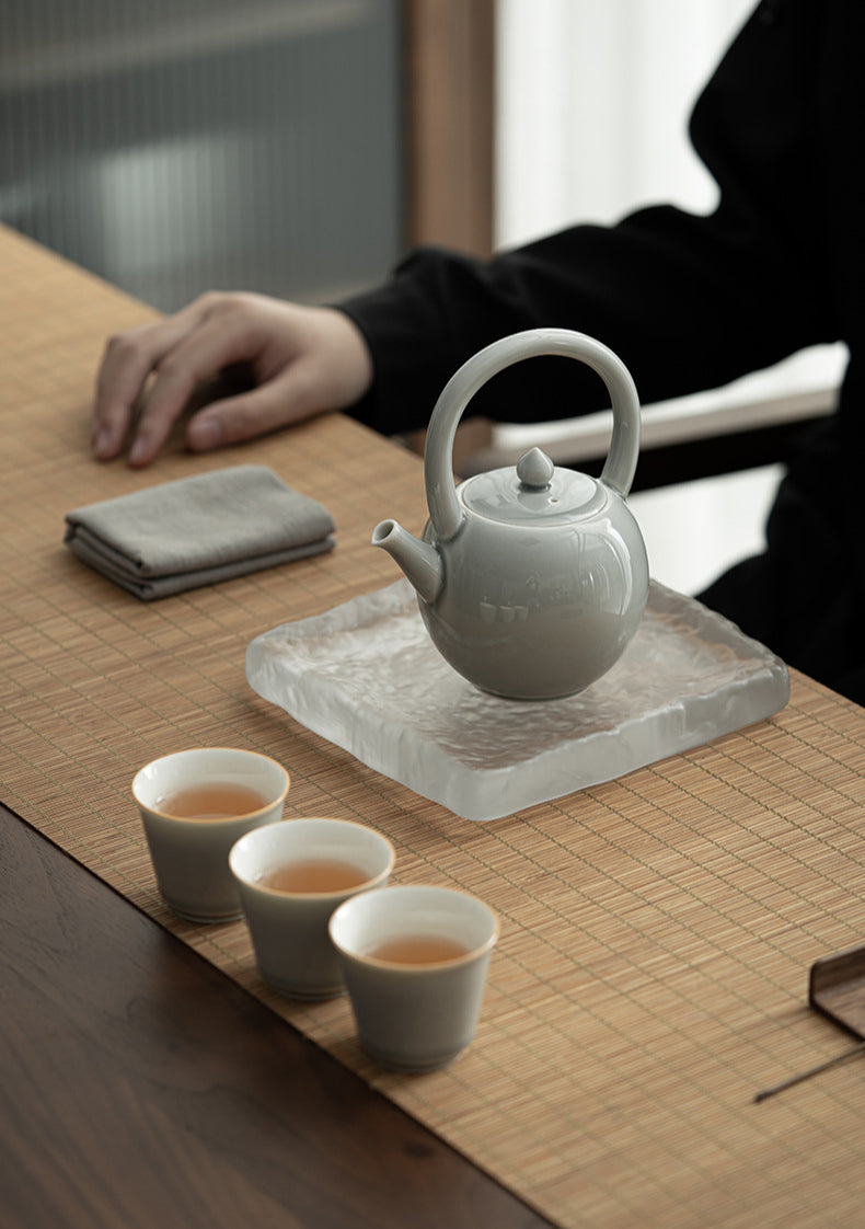 Théière japonaise Gohobi gris glacé et vert 004