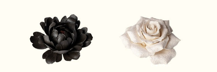 Gohobi Handmade Floral Incense Holder 002 - Black Peony and White Rose