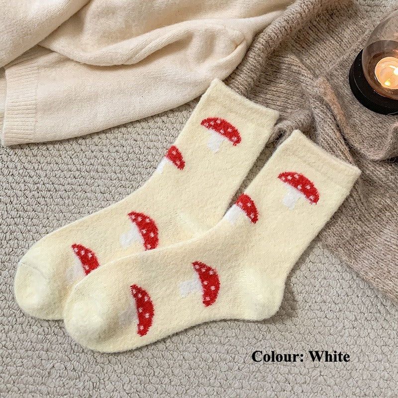 Gohobi Cozy Fleece-Lined Mushroom Women Socks