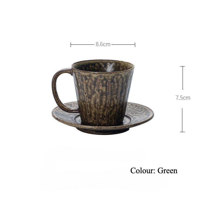 Gohobi Japanese Retro Ceramic Coffee Cup and Saucer Set