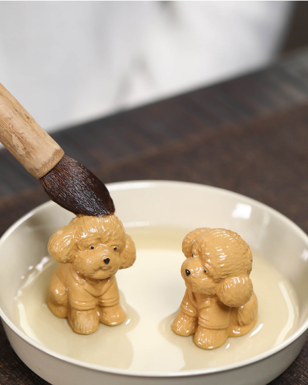 Ornement en forme de chien en peluche en argile YiXing fait à la main en céramique Gohobi