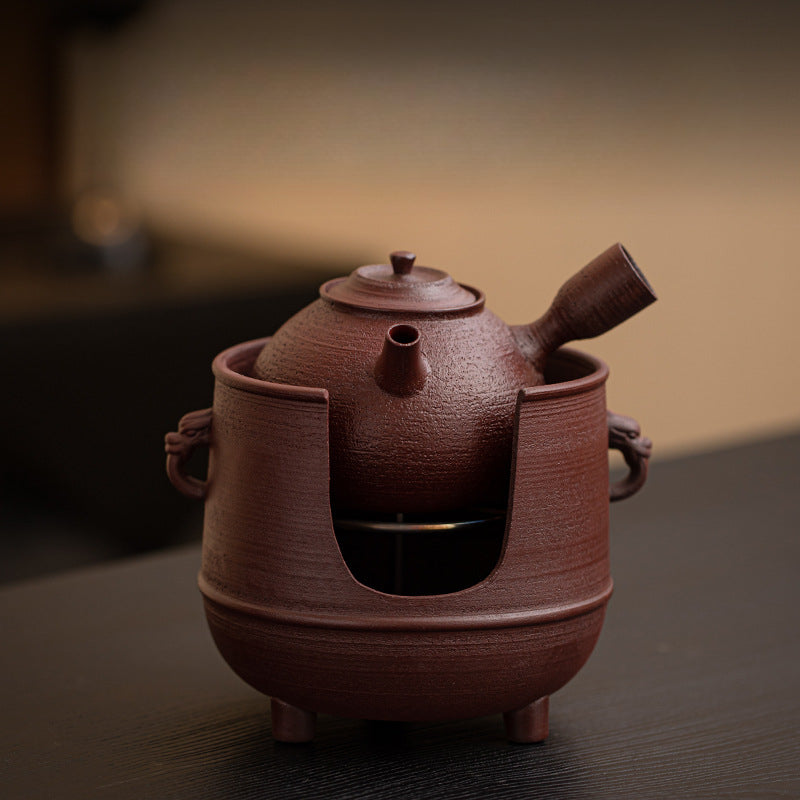 Gohobi Traditional Teapot and Stove Set 003 Old Rock Mud